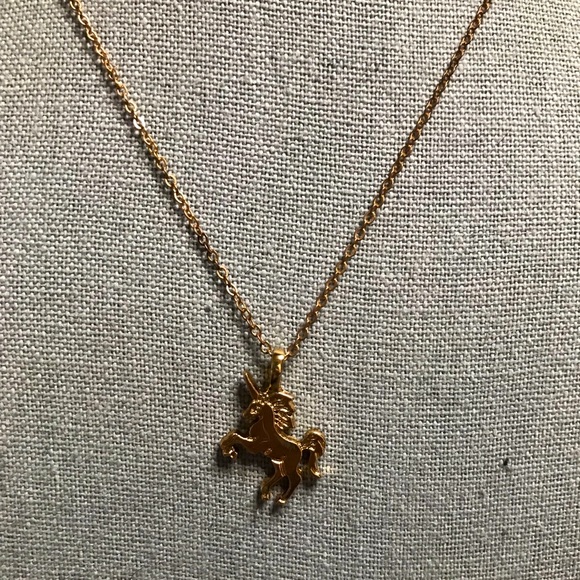 925 Gold Plated Silver Horse Pendant Necklace - Picture 1 of 4